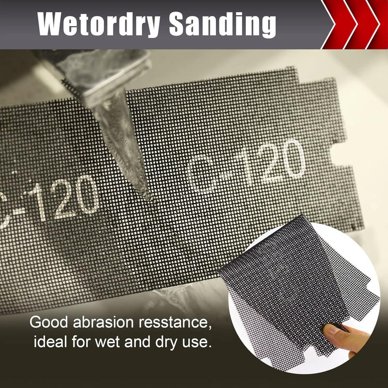 BOSHCRAFT 120 Grit Sanding Screen Mesh Sheet, 10 Pcs Drywall Sandpaper Assortment Wet or Dry Sandpaper for Wood Metal Automative Hand Sander Pole Sander 4-3/16" x 11" - Image 4